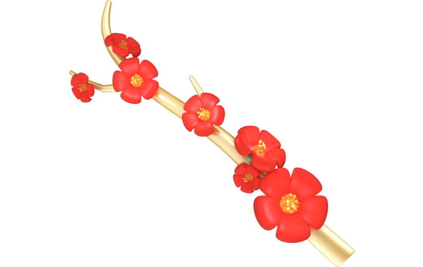 元素3D立体春节新春梅花