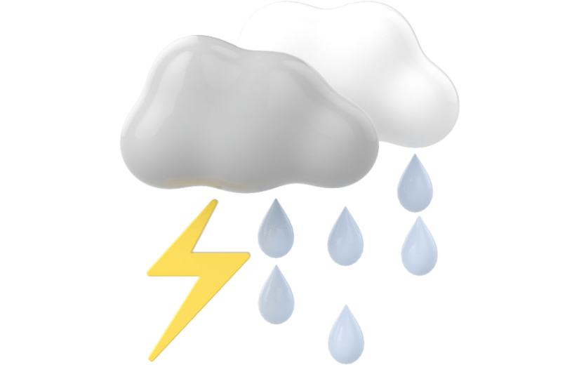 元素C4D卡通夏季暴雨雷阵雨天气