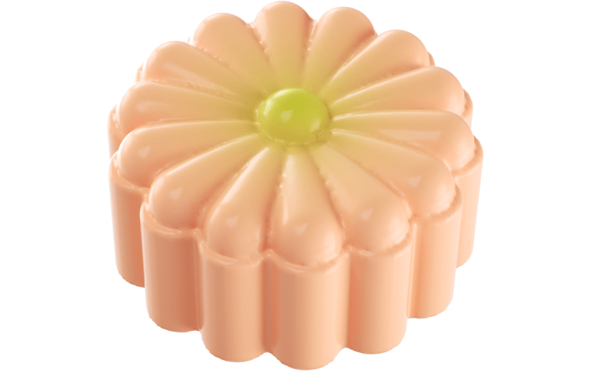 元素3D粉色花朵中秋月饼