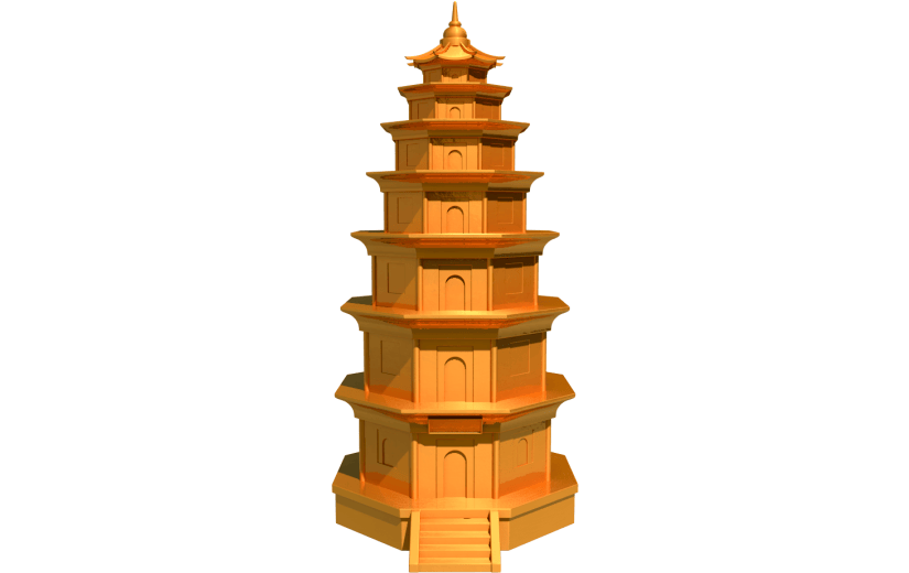 元素卡通3D金属建筑
