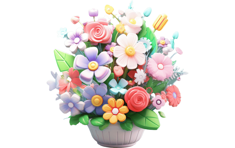 3D风格美丽鲜花花束宣传3D元素
