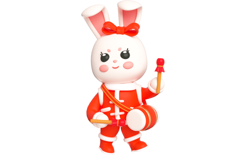 元素卡通3D年味兔子