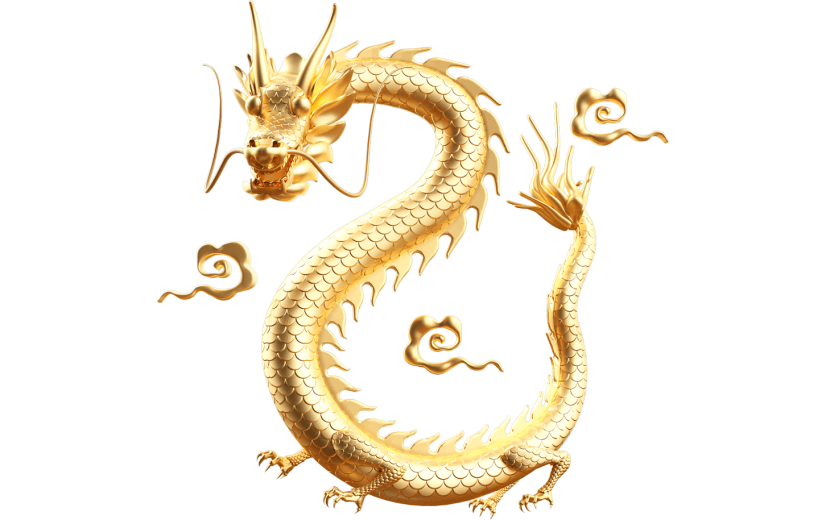 金色龙年中国龙祥云3D元素