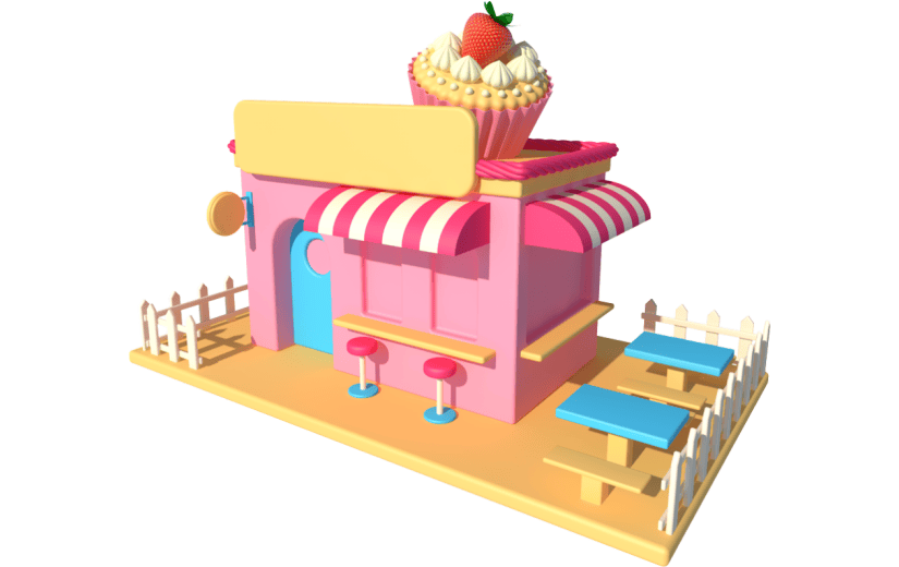 元素卡通3D甜品商铺