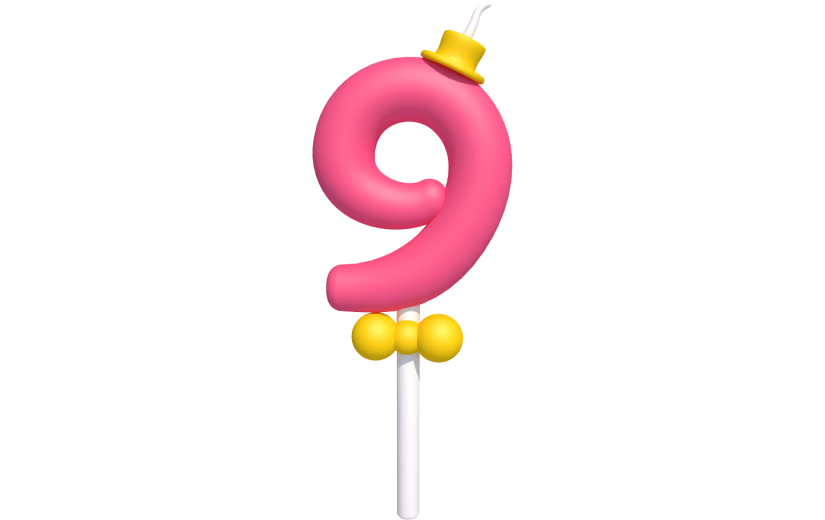 元素卡通3D数字生日蜡烛