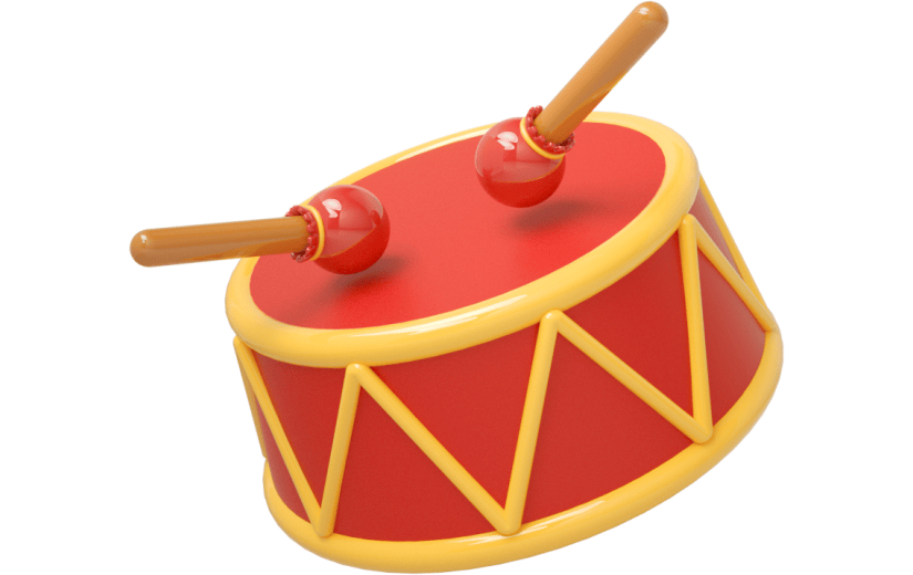 元素C4D立体红色卡通新年鼓