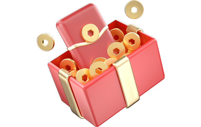 红色喜庆红包礼盒3D元素