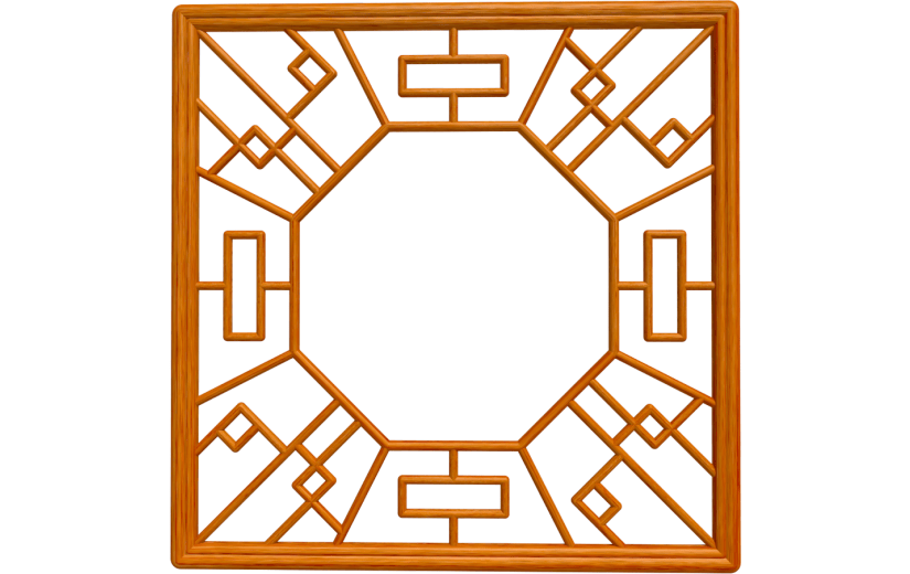 元素卡通3D国风窗户