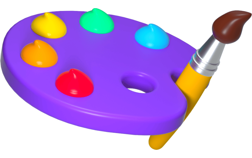 3d创意紫色颜料盘
