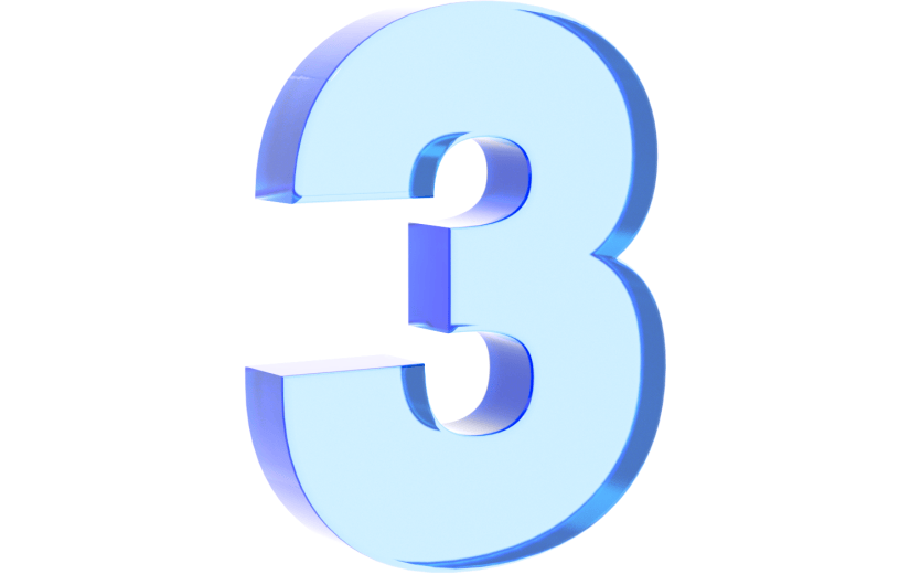 元素3D 倒计时 3 透明 磨砂 数字