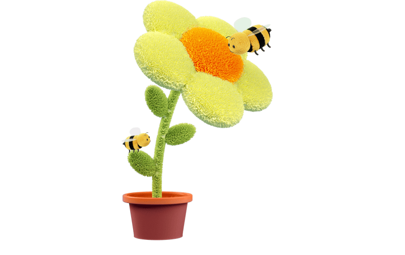 C4D黄色花朵蜜蜂3D元素