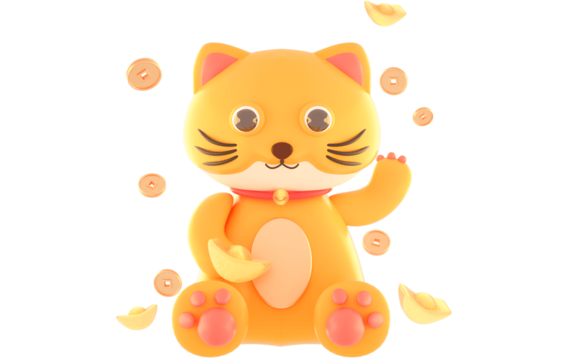 3D立体卡通招财猫促销活动元素