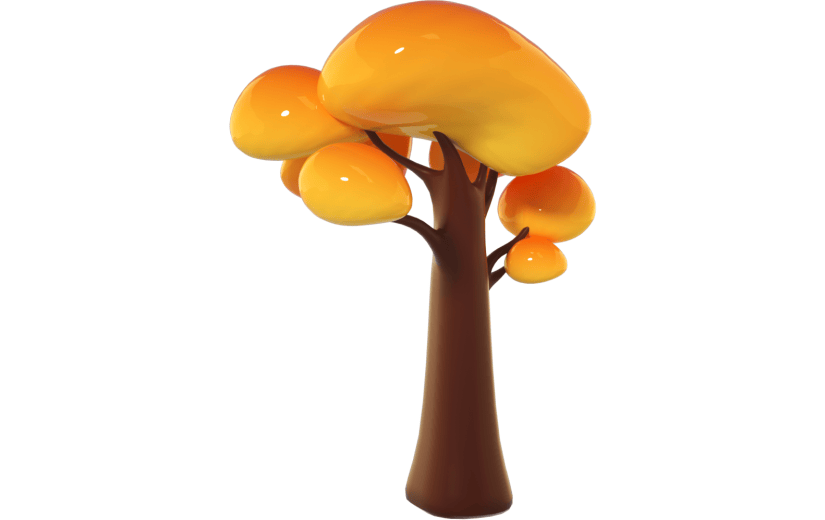 3D立体卡通创意树木秋季植物元素