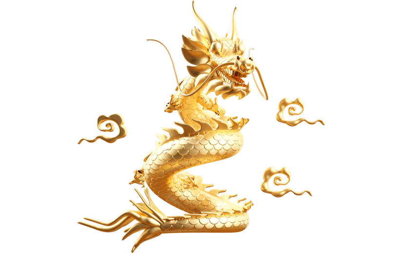 金色龙年中国龙祥云3D元素