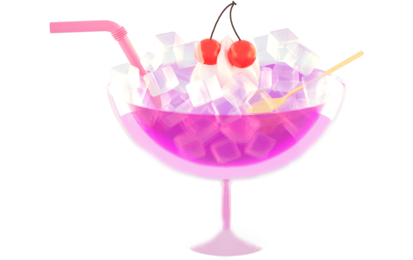 3D立体卡通创意清新夏季玻璃杯冰饮元素