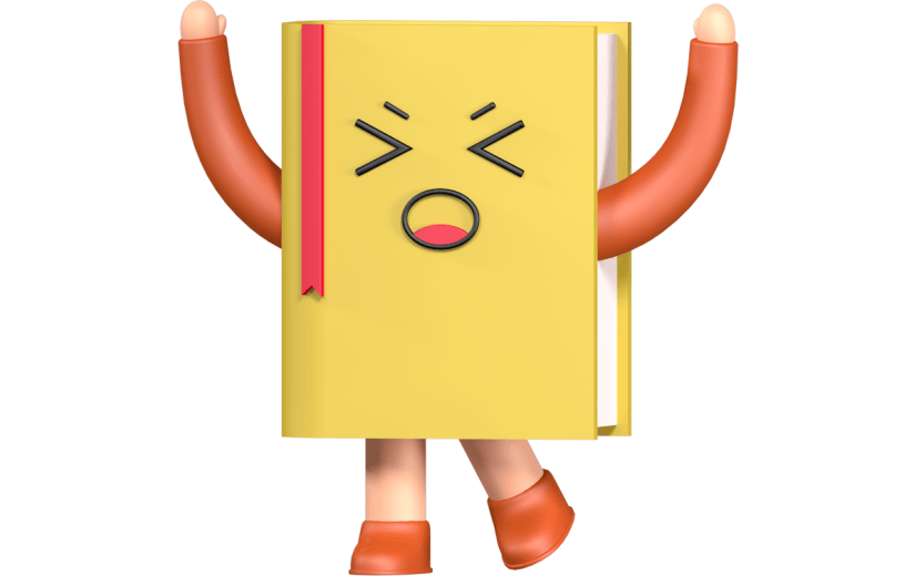 元素3D拟人化卡通书本欢呼表情