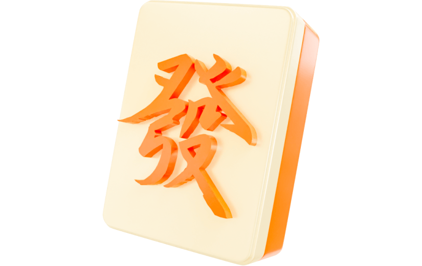 元素3D卡通金色发财麻将