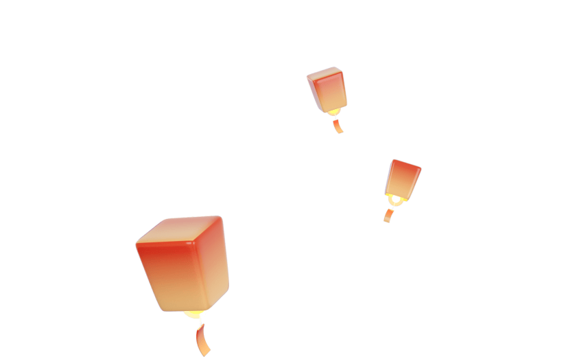 红色祈愿祈福祝福灯笼3D元素