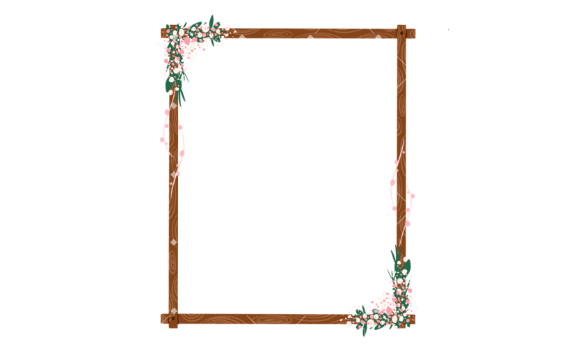 元素手绘浪漫木头边框插画元素