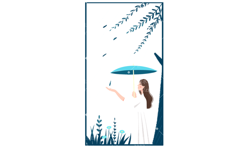 谷雨女孩出游边框