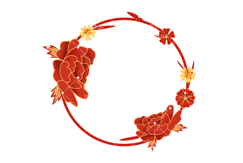 国风立体剪纸梅花边框