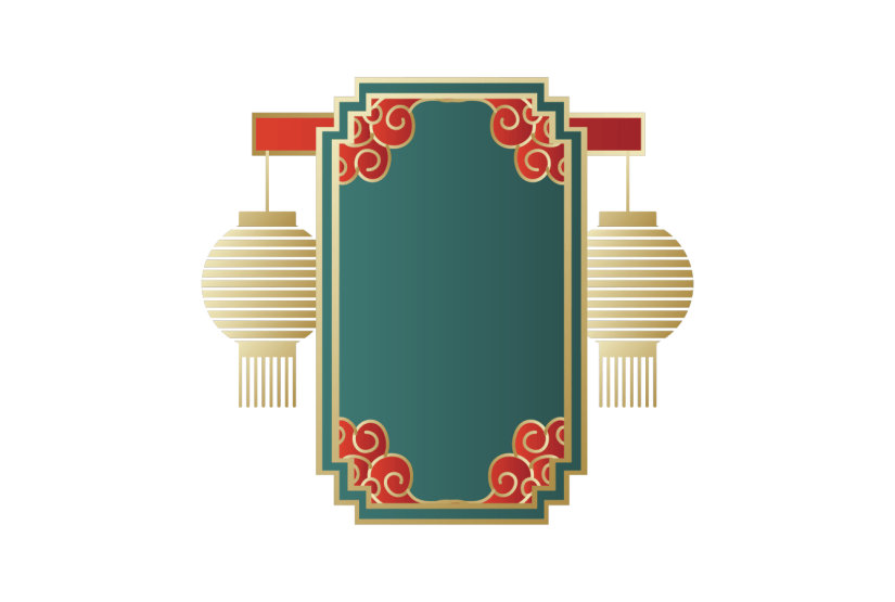 国潮花纹灯笼边框矢量图