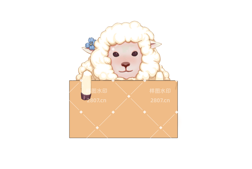 卡通可爱绵羊动物边框