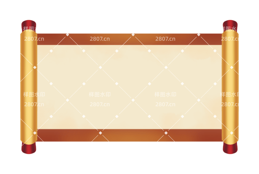 立体金色卷轴边框矢量图