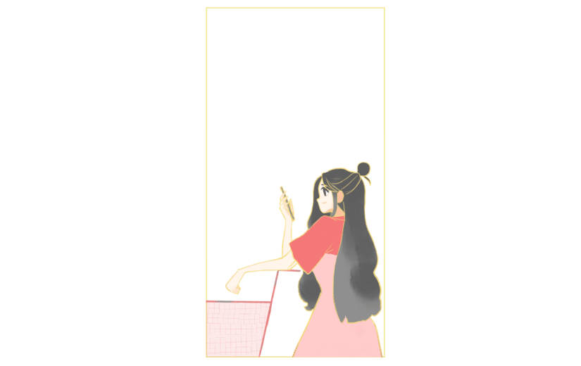 素材卡通女孩人物边框装饰