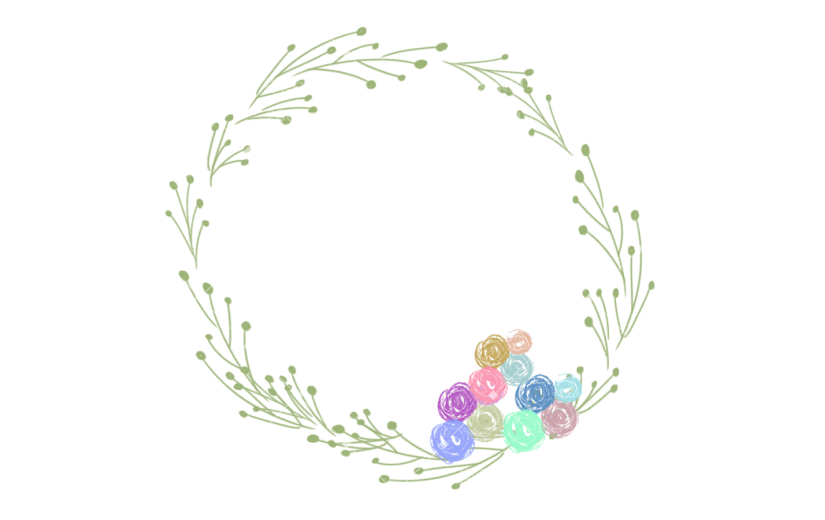 元素 边框 绿枝  花朵 小清新 花环