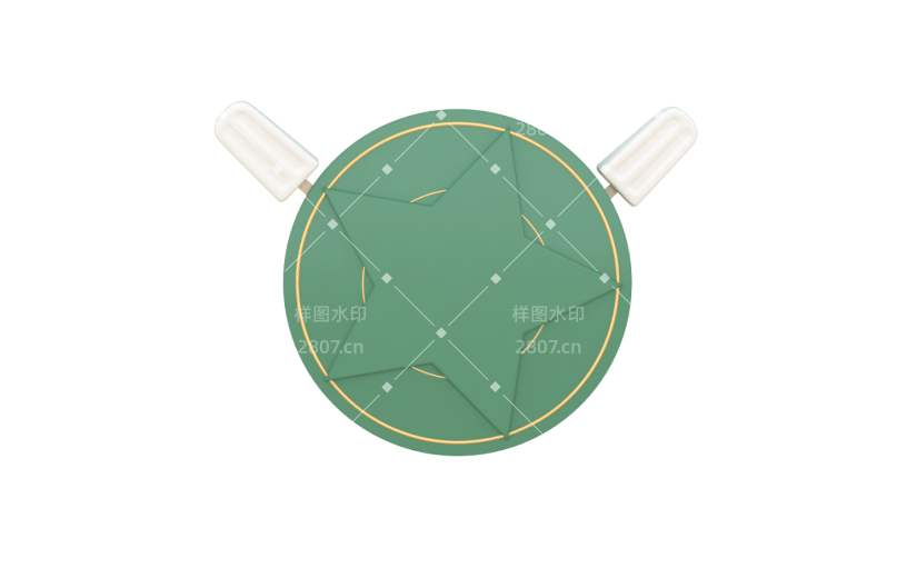 元素C4D立体绿色简约优惠券