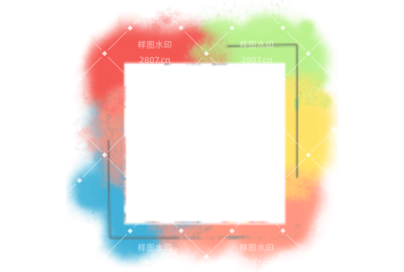 手绘彩色二维码扫码边框插画