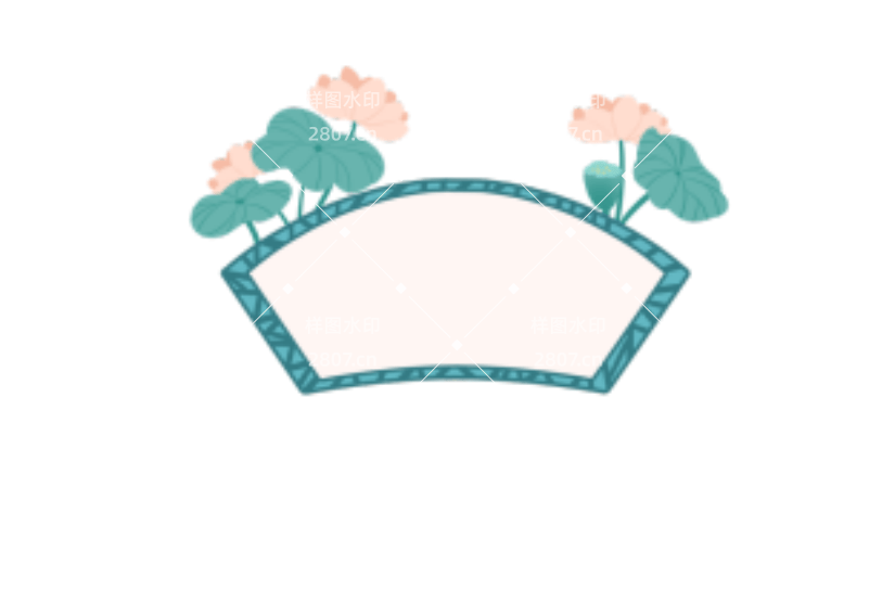 中国风荷花扇形边框