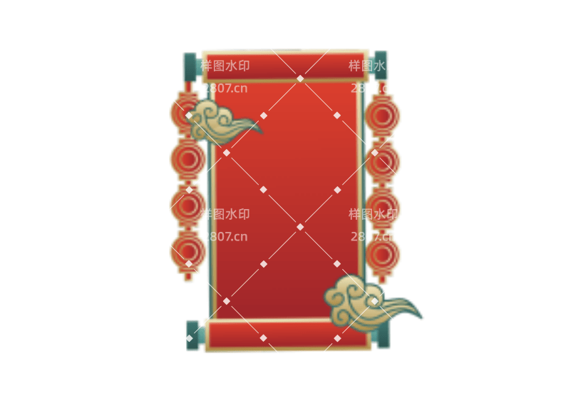 红色国潮祥云边框矢量图