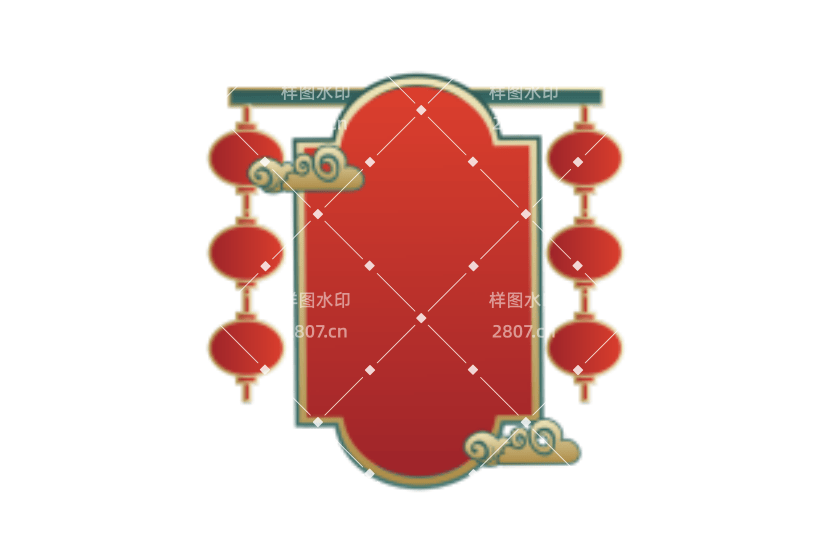 红灯笼国潮边框矢量图