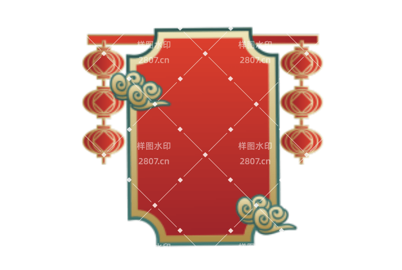 红灯笼祥云国潮边框矢量图