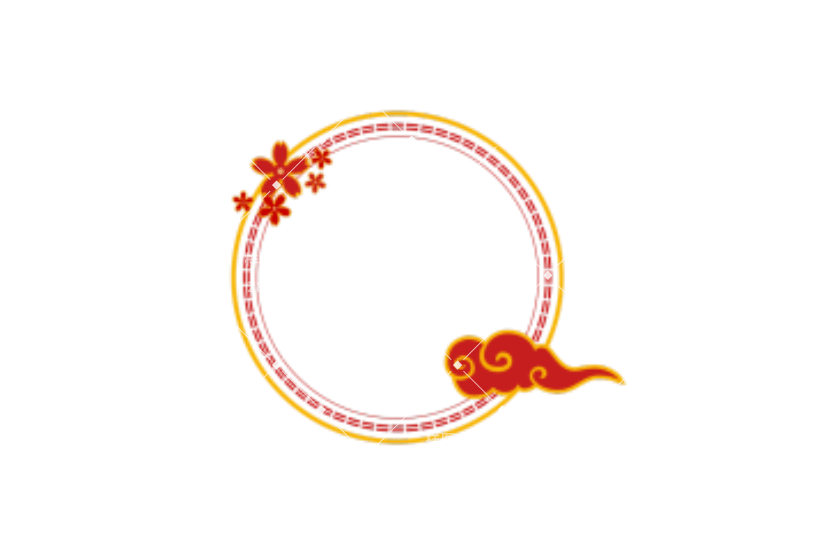 红色鎏金国潮古风精致圆形边框元素
