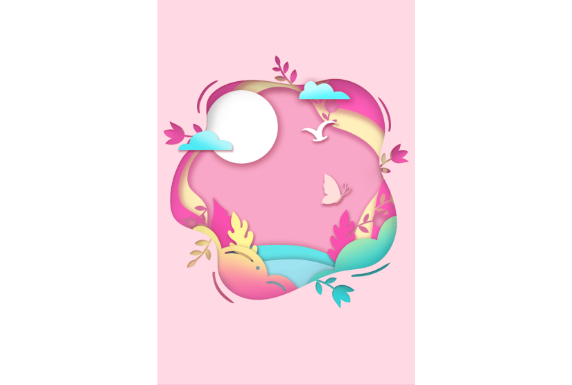 唯美妇女节剪纸边框元素背景