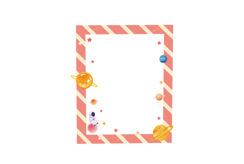 儿童及星球边框矢量元素