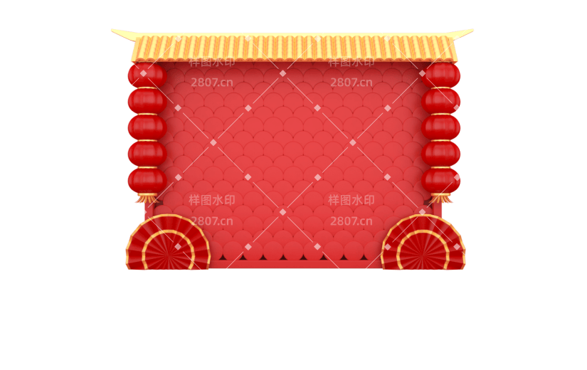 元素C4D立体红色简约文字背板