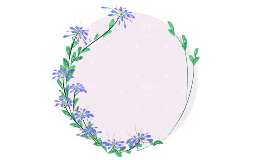 元素蓝色小花边框