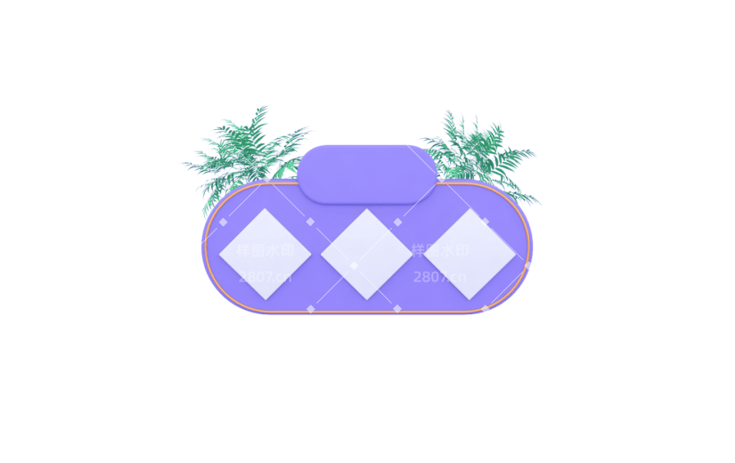 元素C4D立体紫色简约优惠券