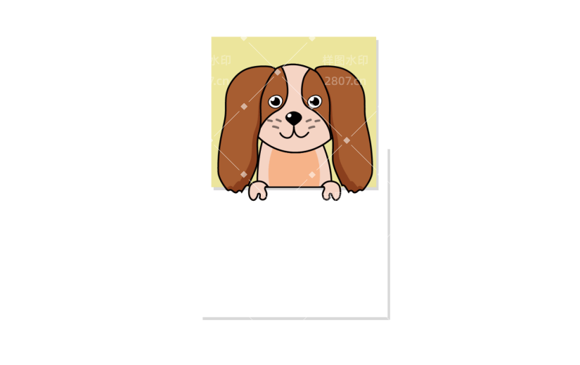 卡通 扁平 通用 动物 举牌 狗 标题 边框 通知