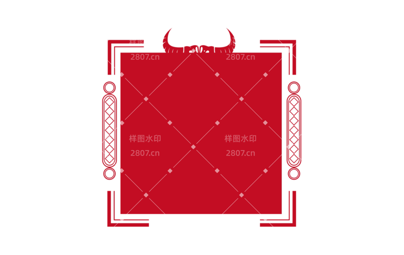 元素春节牛角边框素材