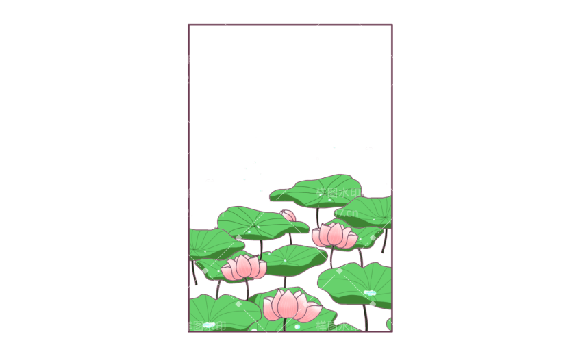 素材卡通大暑荷花荷叶装饰