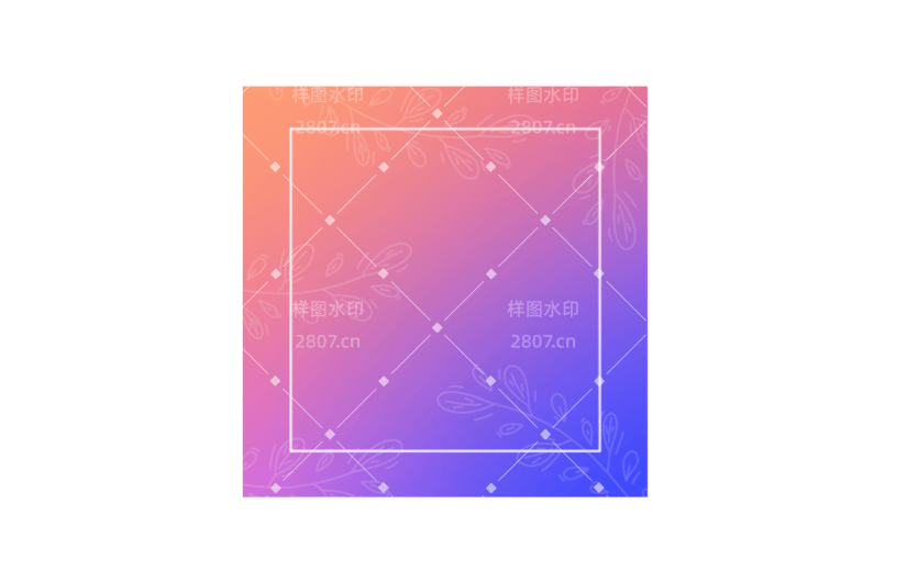 元素渐变正方形绿植底纹边框