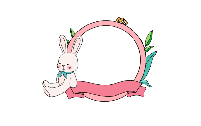 元素手绘卡通女生节可爱粉色兔子边框纹理