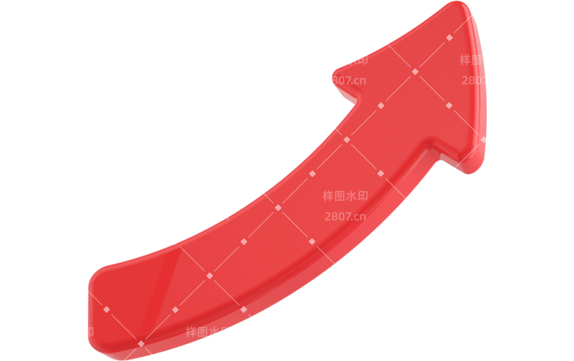 元素C4D立体红色卡通金融上升箭头