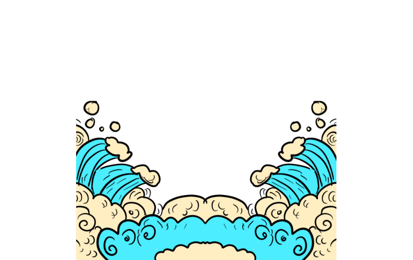 元素国潮风海浪边框插画元素