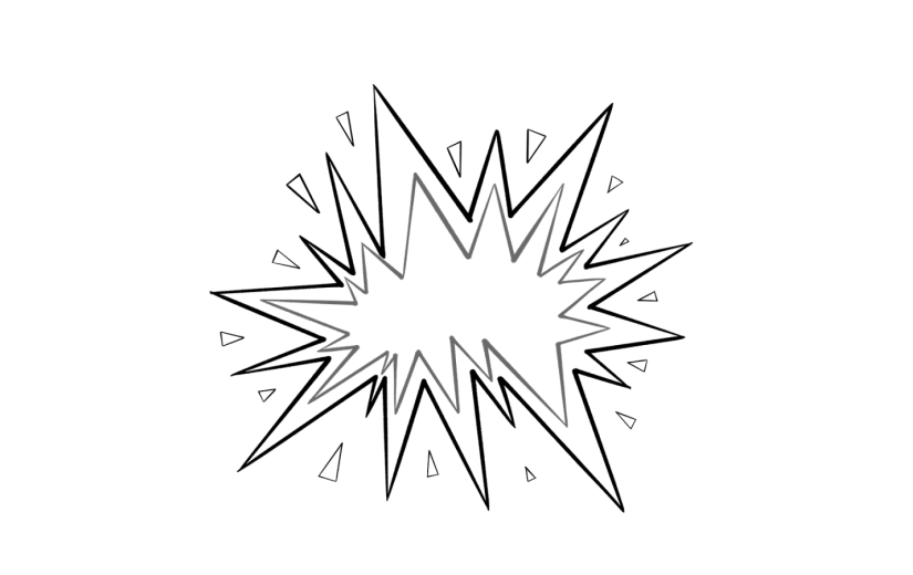 元素手绘黑色爆炸对话边框插画元素